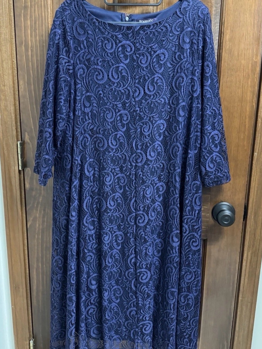 Roamans 18/20 Navy Lace Trapeze Dress Plus Size